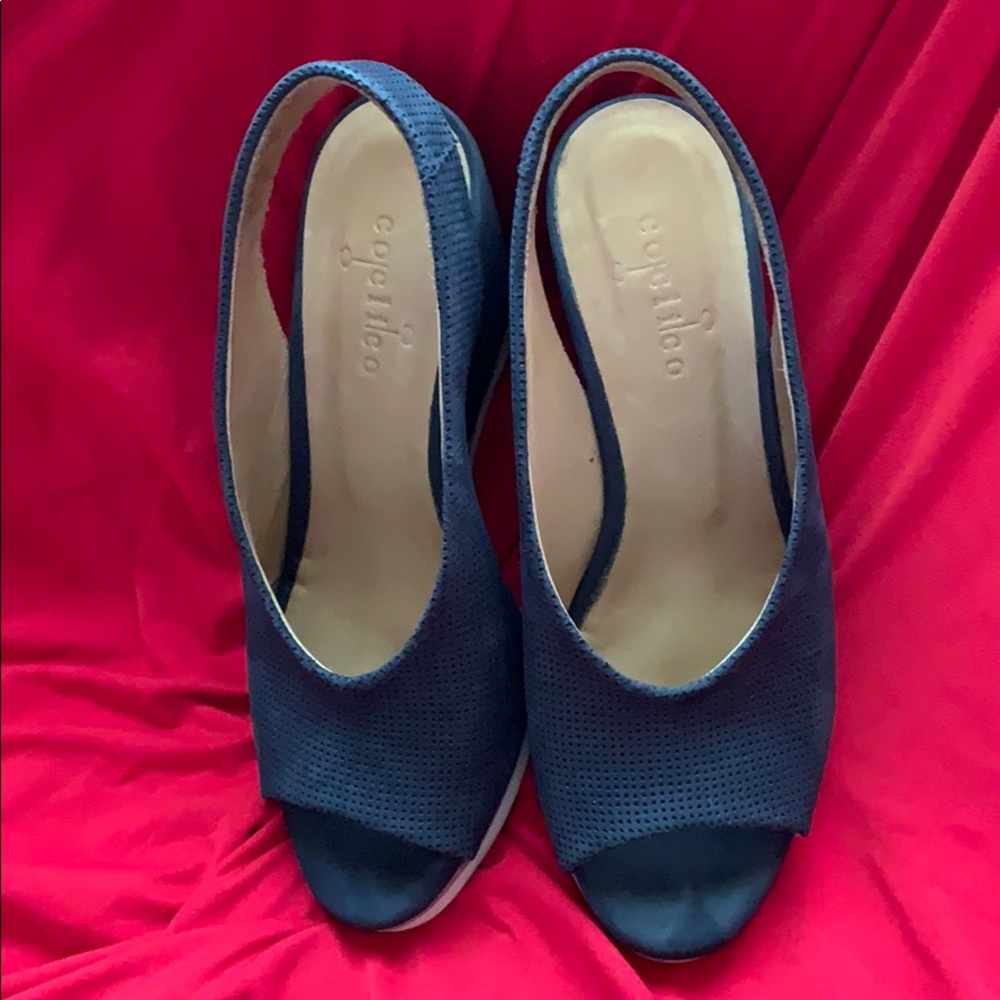 Coclico Size 7 Blue Suede leather Wedge Shoes